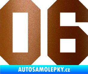Samolepka Startovní číslo 06 měděná metalíza