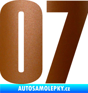 Samolepka Startovní číslo 07 typ 2   měděná metalíza