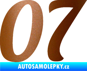 Samolepka Startovní číslo 07 typ 3 měděná metalíza