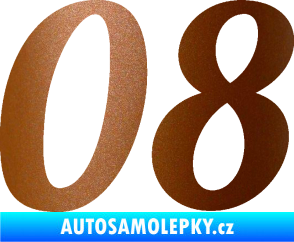 Samolepka Startovní číslo 08 typ 3 měděná metalíza