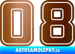 Samolepka Startovní číslo 08 typ 5 měděná metalíza
