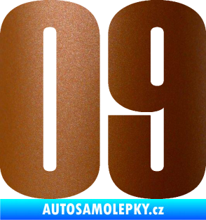Samolepka Startovní číslo 09 typ 2    měděná metalíza