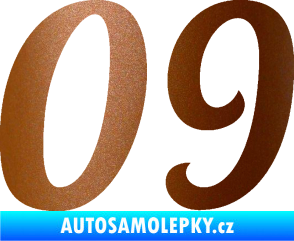 Samolepka Startovní číslo 09 typ 3  měděná metalíza