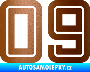 Samolepka Startovní číslo 09 typ 7 měděná metalíza