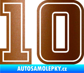 Samolepka Startovní číslo 10 typ 5 měděná metalíza