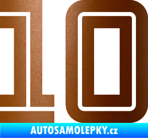 Samolepka Startovní číslo 10 typ 7 měděná metalíza