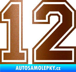 Samolepka Startovní číslo 12 typ 4 měděná metalíza