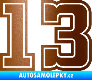 Samolepka Startovní číslo 13 typ 5 měděná metalíza