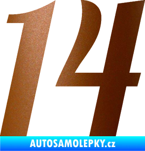 Samolepka Startovní číslo 14 typ 3      měděná metalíza
