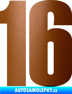 Samolepka Startovní číslo 16 typ 2   měděná metalíza