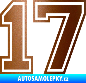 Samolepka Startovní číslo 17 typ 4 měděná metalíza