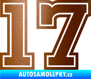 Samolepka Startovní číslo 17 typ 5 měděná metalíza