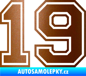 Samolepka Startovní číslo 19 typ 4 měděná metalíza