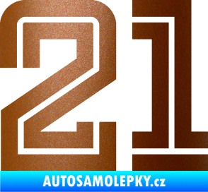 Samolepka Startovní číslo 21 typ 7 měděná metalíza