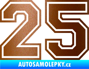 Samolepka Startovní číslo 25 typ 4 měděná metalíza