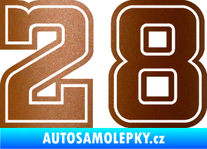 Samolepka Startovní číslo 28 typ 5 měděná metalíza