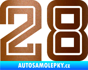 Samolepka Startovní číslo 28 typ 7 měděná metalíza