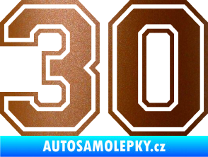 Samolepka Startovní číslo 30 typ 4 měděná metalíza