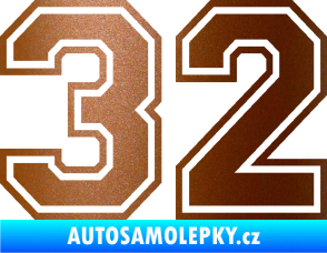 Samolepka Startovní číslo 32 typ 4 měděná metalíza