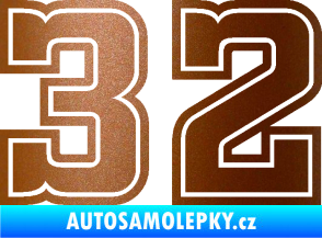 Samolepka Startovní číslo 32 typ 5 měděná metalíza