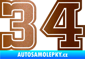 Samolepka Startovní číslo 34 typ 5 měděná metalíza