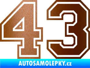 Samolepka Startovní číslo 43 typ 4 měděná metalíza