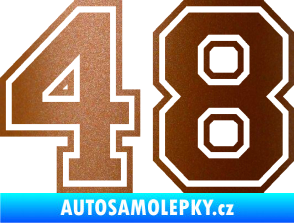 Samolepka Startovní číslo 48 typ 4 měděná metalíza