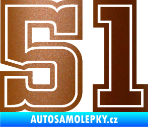 Samolepka Startovní číslo 51 typ 5 měděná metalíza