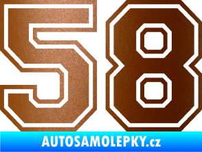 Samolepka Startovní číslo 58 typ 4 měděná metalíza
