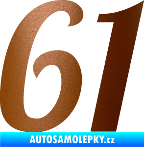 Samolepka Startovní číslo 61 typ 3 měděná metalíza