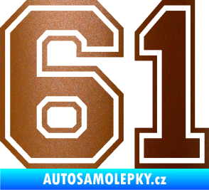 Samolepka Startovní číslo 61 typ 4 měděná metalíza