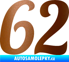 Samolepka Startovní číslo 62 typ 3 měděná metalíza