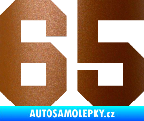 Samolepka Startovní číslo 65 měděná metalíza