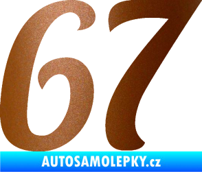 Samolepka Startovní číslo 67 typ 3 měděná metalíza