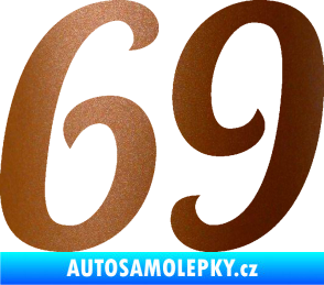 Samolepka Startovní číslo 69 typ 3 měděná metalíza