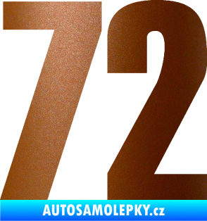 Samolepka Startovní číslo 72 typ 2   měděná metalíza