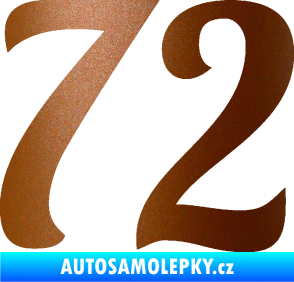 Samolepka Startovní číslo 72 typ 3   měděná metalíza