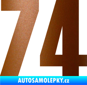 Samolepka Startovní číslo 74 typ 2     měděná metalíza