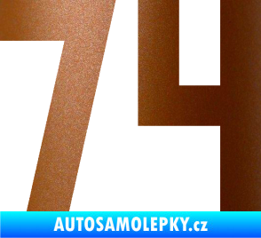 Samolepka Startovní číslo 74 měděná metalíza