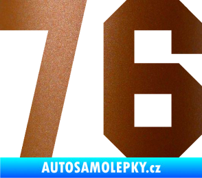 Samolepka Startovní číslo 76 měděná metalíza
