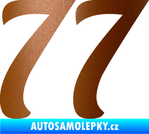 Samolepka Startovní číslo 77 typ 3   měděná metalíza