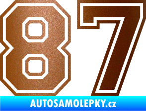 Samolepka Startovní číslo 87 typ 4 měděná metalíza