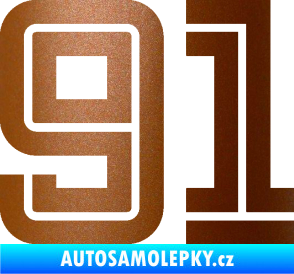 Samolepka Startovní číslo 91 typ 7 měděná metalíza