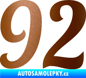 Samolepka Startovní číslo 92 typ 3   měděná metalíza