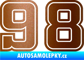 Samolepka Startovní číslo 98 typ 5 měděná metalíza