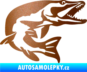 Samolepka Štika 001 pravá měděná metalíza