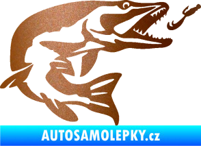 Samolepka Štika 005 pravá s návnadou měděná metalíza