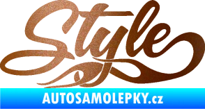Samolepka Style nápis s plameny měděná metalíza