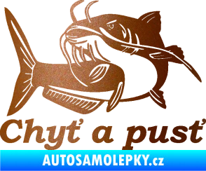 Samolepka Sumec 002 chyť a pusť levá měděná metalíza