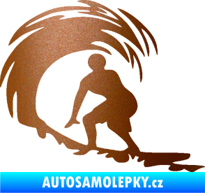 Samolepka Surfař 005 levá velké vlny měděná metalíza